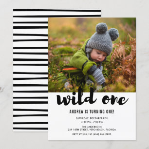 Invitation Fête du premier anniversaire de Wild One Photo Bab