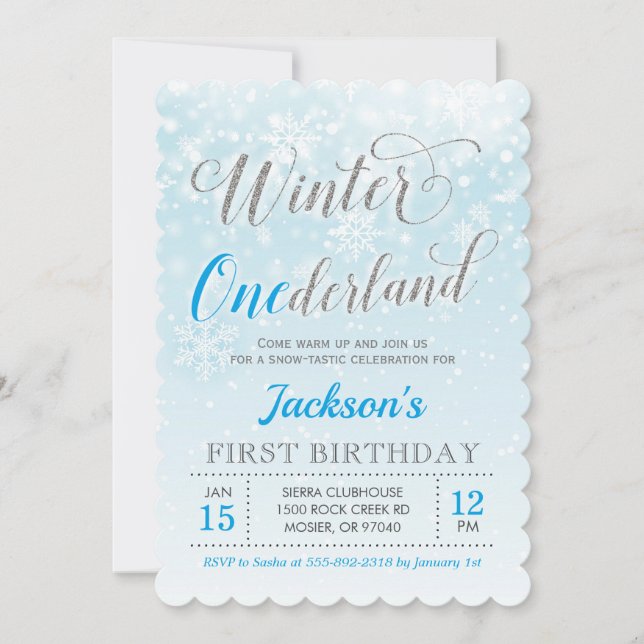 Invitation Fête du premier anniversaire de Winter Onederland  (Devant)