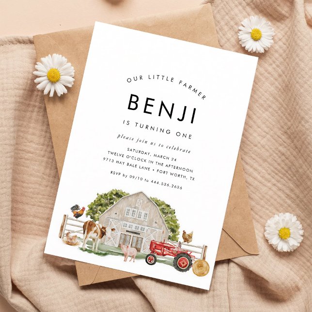 Invitation Fête du premier anniversaire des animaux de la fer (Créateur téléchargé)