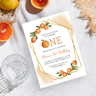 Invitation Fête du premier anniversaire d'Orange Little Cutie