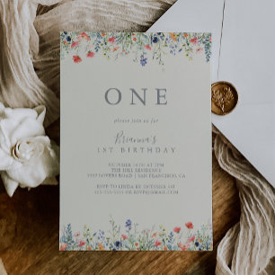 Invitation Fête du premier anniversaire du Fleur sauvage mult