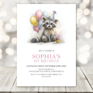 Invitation Fête du premier anniversaire d'un adorable raton l