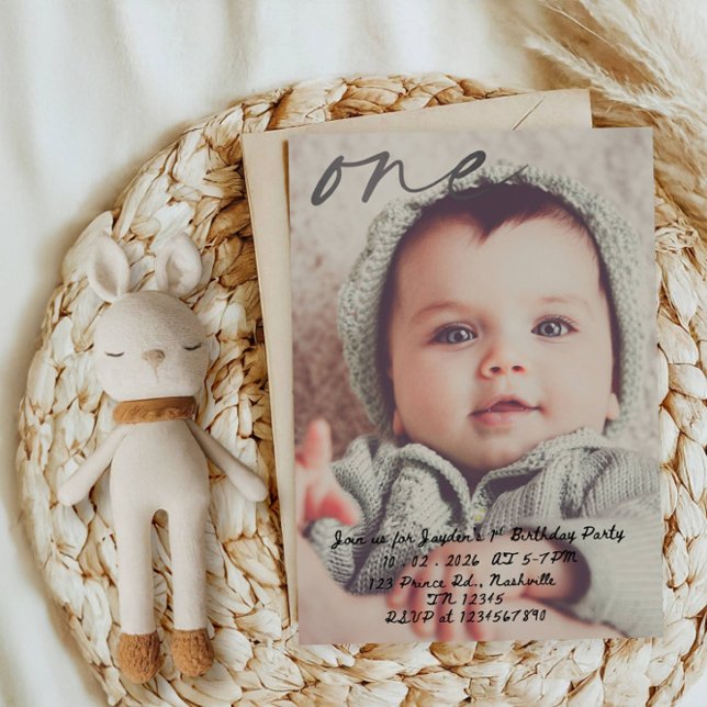 Invitation Fête du premier anniversaire d'un bébé garçon - Cé (Créateur téléchargé)