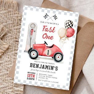 Invitation Fête du premier anniversaire garçon voiture de cou