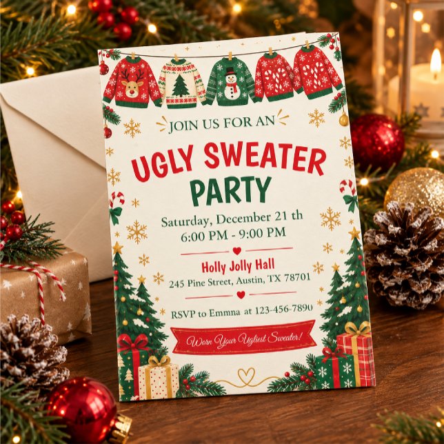 Invitation Fête du Pull de Noël Laid (Créateur téléchargé)