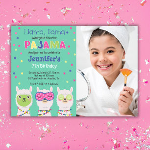 Invitation Fête du pyjama de Lama, coureur de nuit, Photo