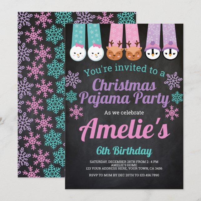 Invitation Fête du pyjama de Noël (Devant / Derrière)