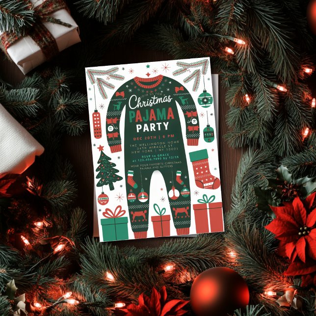 Invitation Fête du Pyjama de Noël Fête des Enfants (Créateur téléchargé)