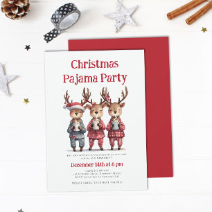 Invitation Fête du pyjama de Noël Funny Reindeer Sleepwear