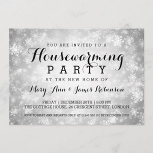 Invitation Fête du réchauffement des foyers Silver Winter Won