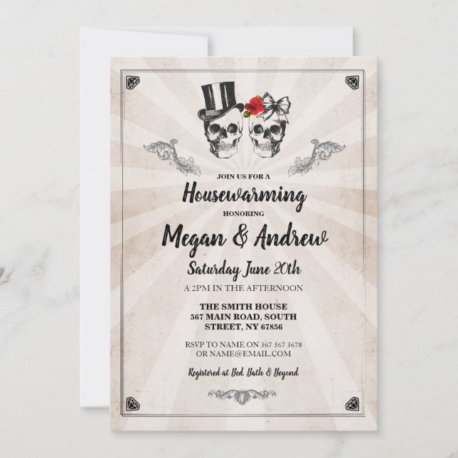 Invitation Fête du réveil du crâne Halloween Nouveau Invitati (Devant)