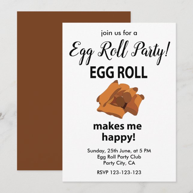 Invitation Fête du rouleau d'œuf me rend heureux (Devant / Derrière)