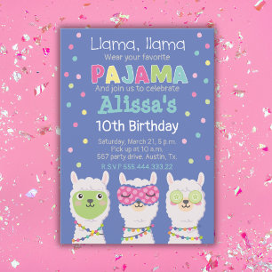 Invitation fête du spa llama, fête du pyjama