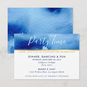Invitation FÊTE DU TEMPS DE FÊTE or couleur bleu clair