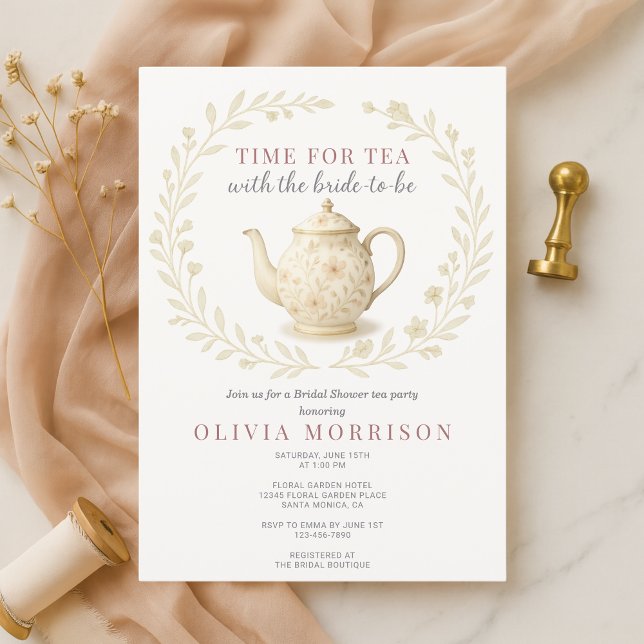 Invitation Fête du Thé : Fleurs Sauvages pour Enterrement de  (Créateur téléchargé)