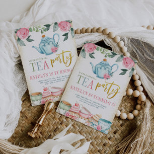 Invitation Fête du thé floral Anniversaire