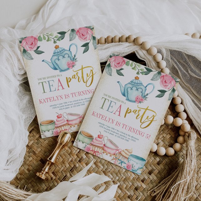 Invitation Fête du thé floral Anniversaire (Créateur téléchargé)