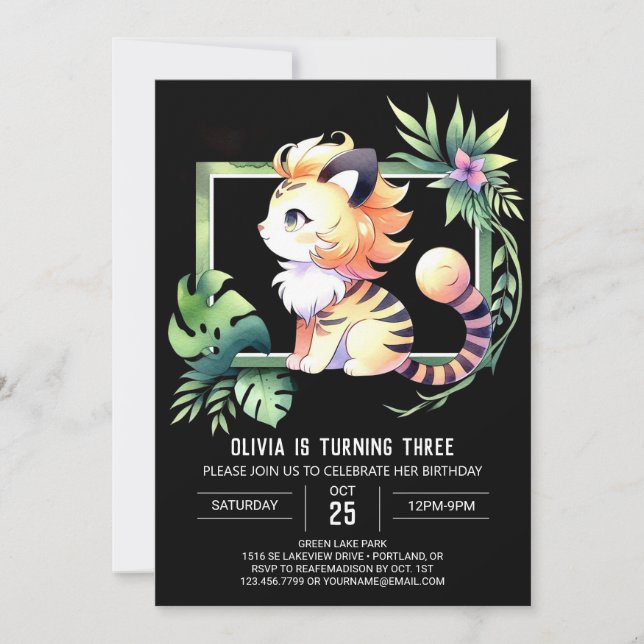 Invitation Fête du tigre numérique de la forêt (Devant)