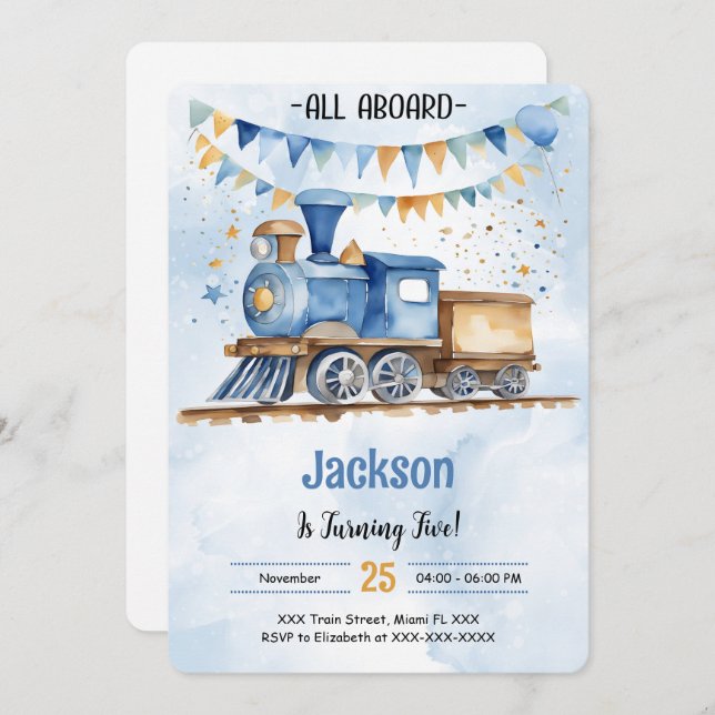 Invitation Fête du train du 5e anniversaire (Devant / Derrière)