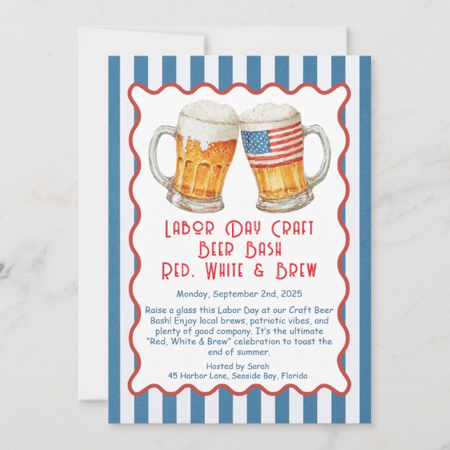 Invitation Fête du Travail Craft Beer Bash – Rouge, Blanc, bi (Devant)