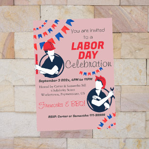 Invitation Fête du Travail Travailleur du parti BBQ Patriotiq