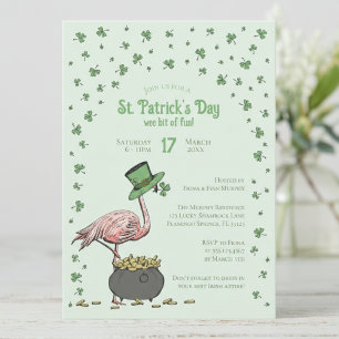 Invitation Fête du Trèfle de Shamrock Vert Flamingo Saint-Pat