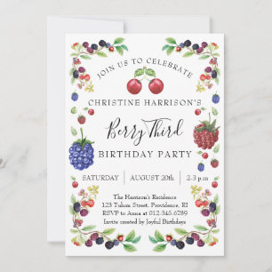 Invitation Fête du troisième anniversaire de Girl Berry