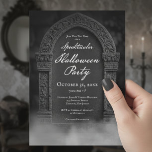 Invitation Fête éffrayante d'Halloween Tombstone & Fog