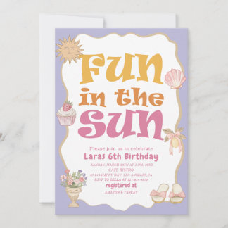 Invitation Fête élégante aquarelle amusante au soleil 6ème an