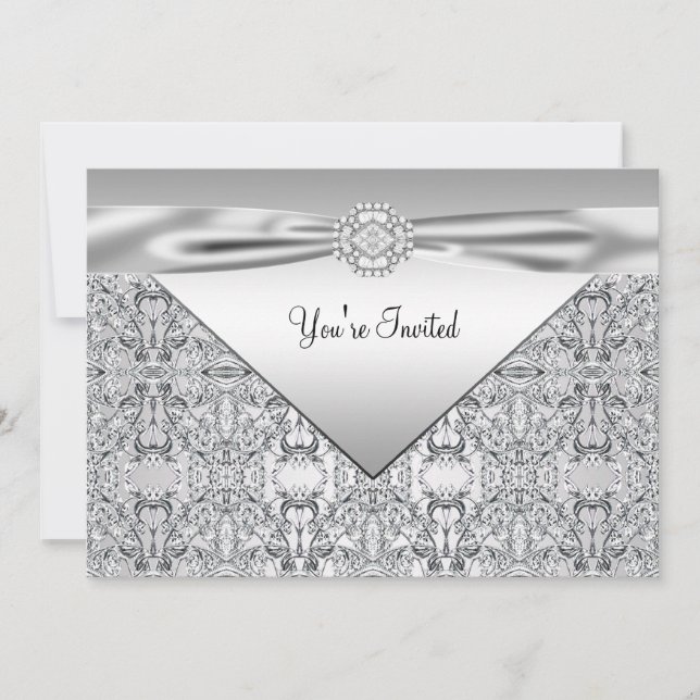 Invitation Fête élégante argentée pour toutes occasions (Devant)