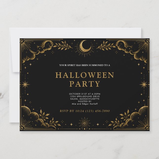Invitation Fête élégante céleste d'Halloween  (Devant)