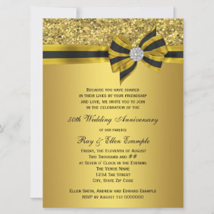 Invitation Fête élégante d'anniversaire de 50 ans avec un arc