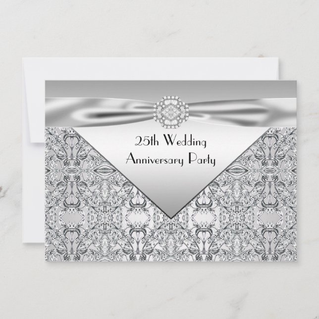 Invitation Fête élégante d'anniversaire de mariage d'argent (Devant)