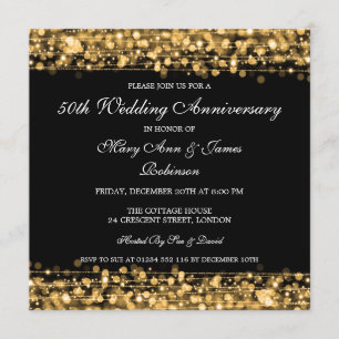 Invitation Fête élégante d'anniversaire de mariage qui scinti