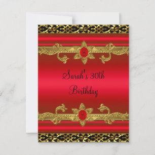 Invitation Fête élégante de 30e anniversaire Riche Rouge Or N