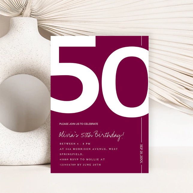 Invitation Fête élégante de 50 ans en Bourgogne (Créateur téléchargé)