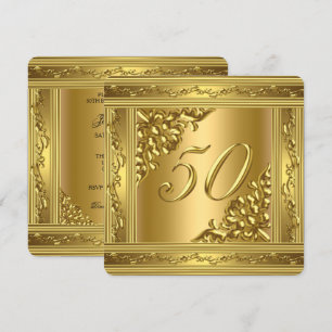 Invitation Fête élégante de 50e anniversaire Cadre or doré 50