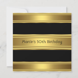 Invitation Fête élégante de 50e anniversaire homme noir or