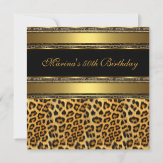 Invitation Fête élégante de 50e anniversaire Noir Or Guépard