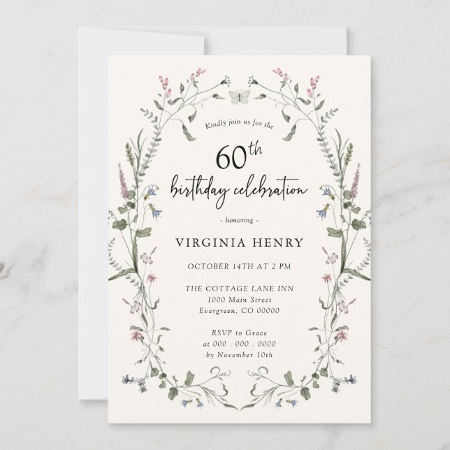 Invitation Fête élégante de 60e anniversaire (Devant)