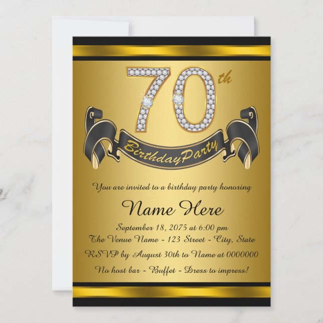 Invitation Fête élégante de 70e anniversaire (Devant)
