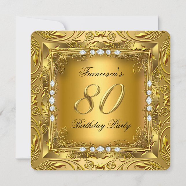 Invitation Fête élégante de 80e anniversaire Elite Or Diamant (Devant)