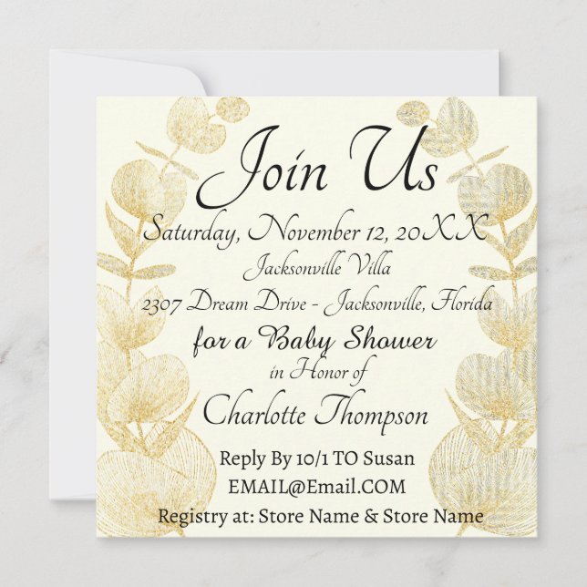 Invitation Fête élégante de baby shower mixte (Devant)