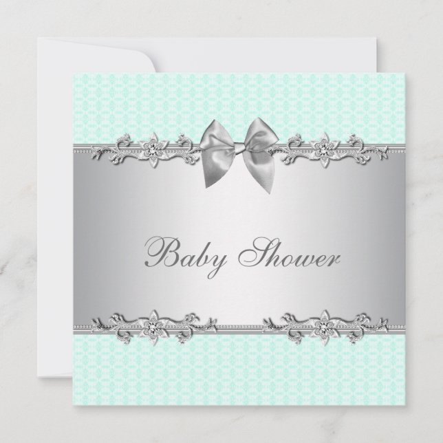 Invitation Fête élégante de baby shower vert menthe (Devant)