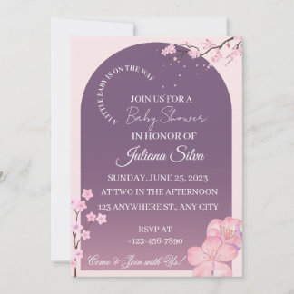 Invitation Fête élégante de bébé sous l'arche violette de fle