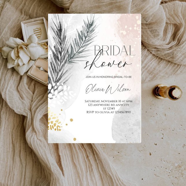 Invitation Fête Élégante de Fleurs d'Hiver pour la Future Mar (Créateur téléchargé)