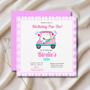 Invitation Fête élégante de golf pour femmes Cart Anniversair