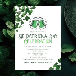Invitation Fête élégante de la Saint-Patrick au trèfle vert