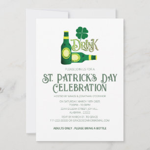 Invitation Fête élégante de la Saint-Patrick au trèfle vert
