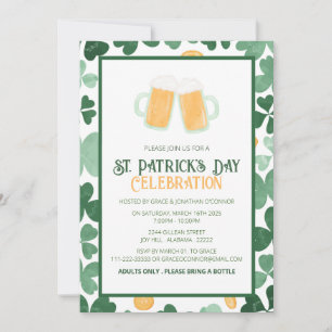 Invitation Fête élégante de la Saint-Patrick au trèfle vert